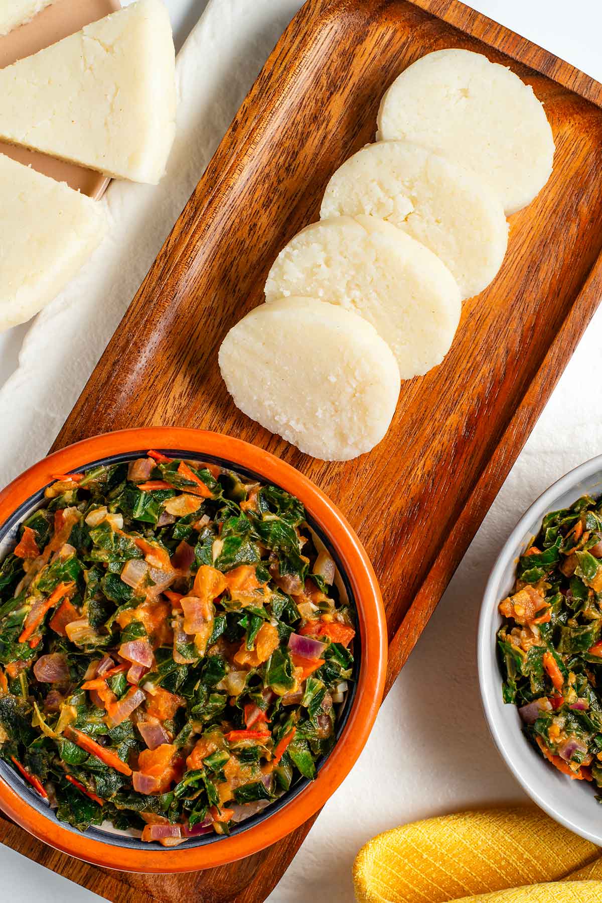 Kenyan ugali and vegetables